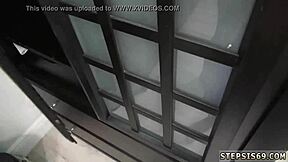 Suspended step sis gives orgasm blowjob in pov