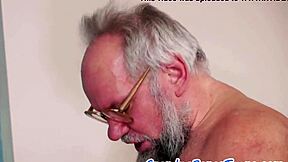 European beauty gets banged by grandpa in missionary.