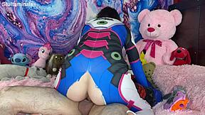 Soldier 76 engages dva in cosplay army costumes