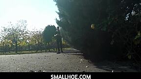 smallhoe - petite 18+ busty blonde roxy risingstar walking back home big dude vince karter catches up teasing and bullying her for being so small 18+