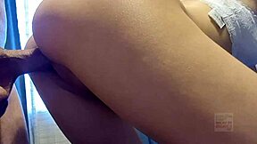 teenage latina girl with creamy pussy gets fucked doggy style in homemade cheating scene.