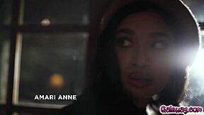 Robber sneaks in, Amaris invites passionate lesbian sex.