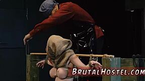 Teen 18+ Bound and Broken in Rough Domination Scene