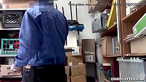 Monica Saige gets rough doggystyle from the LP officer in the office.