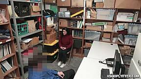 Monica Saige gets rough doggystyle from the LP officer in the office.