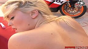 outdoor lesbian threesome with teens using a double dildo. just casual fun under the sun.