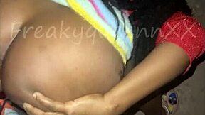 Outdoor night sex with monster cock in doggystyle position