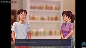 Summertime Saga 44: Brunette Milf Bookworm Fucked with Cumshot in Library