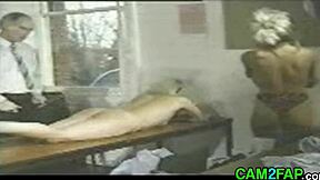 Blonde teen got spanked hard in class today!