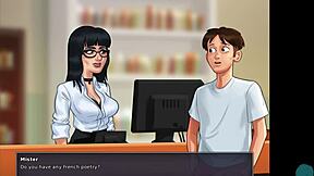 Summertime Saga 44: Brunette Milf Bookworm Fucked with Cumshot in Library