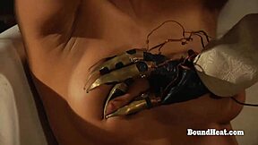 lesbian teen bound in bondage cums hard from fingering and face sitting with dominant madame