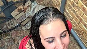 Teen Sucks Cock After Piss Facial In Public Alley Toilet