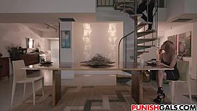 Bound Jamie Marleigh Deepthroats Monster Cock In Garage