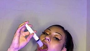 i suck my big dildo named big john while feeling so wet and petite