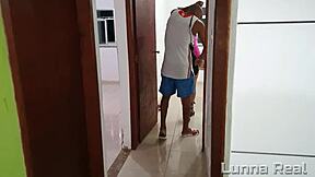 Bathroom, Brazilian babe with big tits, gets fucked