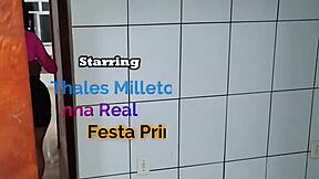 Bathroom, Brazilian babe with big tits, gets fucked