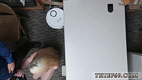 Blond teen in red glasses attempts theft from police