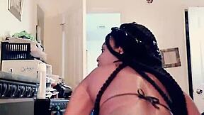 Petite ebony beauty dances seductively to vintage tunes