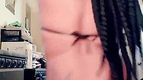 Petite ebony beauty dances seductively to vintage tunes