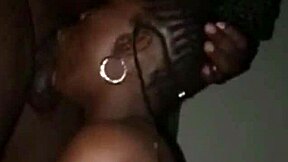 Ebony woman delivers sloppy blowjob to boyfriend with big cock