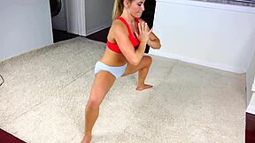 blonde cutie performs a sexy non-nude yoga routine for voyeur eyes