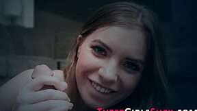 Teen sucking for cumshot