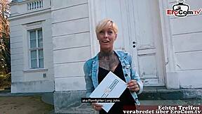 german thin tattoo model subtly picked up on street for blind date casting sex