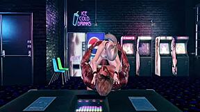 is this second life gamer girl getting a monster cock cumshot from grant dynamo and dakota power?