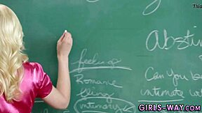 teen girls feel intense pleasure tribbing in classroom threesome