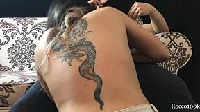 petite asian tattooed babe alicia hebi sucks rocco100k's big cock in this blowjob scene