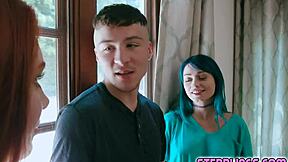 a lucky guy gets caught peeping on his stepsisters and they share a moment