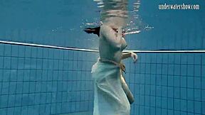 Is Andrea's ass floating in the pool underwater?