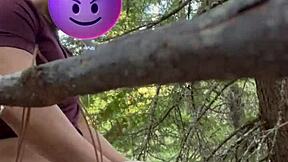 horny amateur couple fucks outdoors doggystyle on public park trail! latinos getting wild