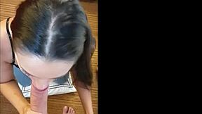 Hot Latina On Her Knees Sucking Big Cock For Cumshot