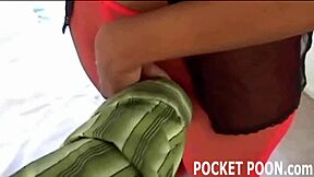 Petite teen bounces on a large dildo while wearing pantyhose and stockings