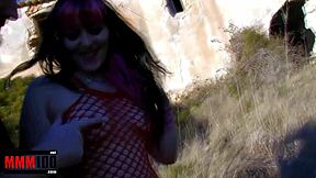 emo chick gets her ass pounded outdoors
