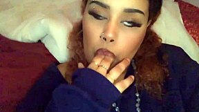 I am a horny mixed teen girl fucking my hairy fat pussy with toys while sucking