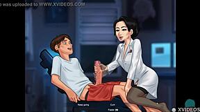 Hot Asian Teacher Jerks Student Off