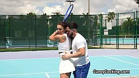 Curly Ebony Spinner Gets Oiled And Rides Big Cock After Tennis Match