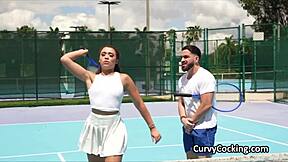 Curly Ebony Spinner Gets Oiled And Rides Big Cock After Tennis Match