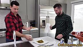 Stockings Clad Teen Stepdaughter Sucks Shlong!