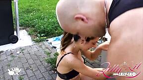 Lillylilofficial Instagram model meets German teen fan in public amateur setting