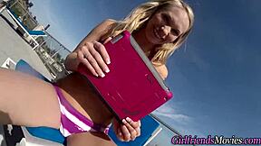 bikini lesbians intensely lick each other in pov