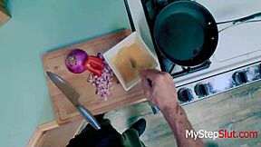 brunette stepdaughter starts morning with blowjob routine