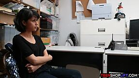 security guard pounds teen shoplifter's pussy in office 😏