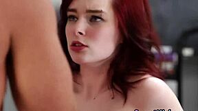 redhead teen face covered in jizz after blowjob