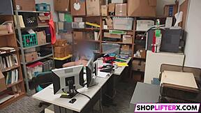 She feels caught in office with burglar and police