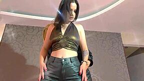 natalie explores her young passion with pantyhose and feet in a lesbian scene