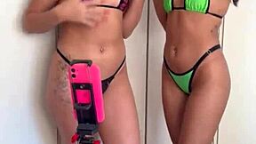 influencer morena with piercing gets licked by curly blonde with big ass