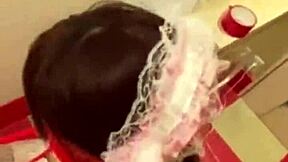 tied nana1japan in cat ear cosplay to a chair for deepthroat and throat slapping